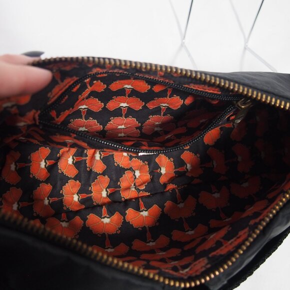 Gap Y2K Nylon Handbag Black/Orange Print Interior Mini Hobo Purse Shoulder Bag - Picture 12 of 16